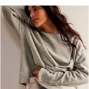 Free People Women M Luna Pullover Sandstorm Heather Sweater Crew Neck NWT